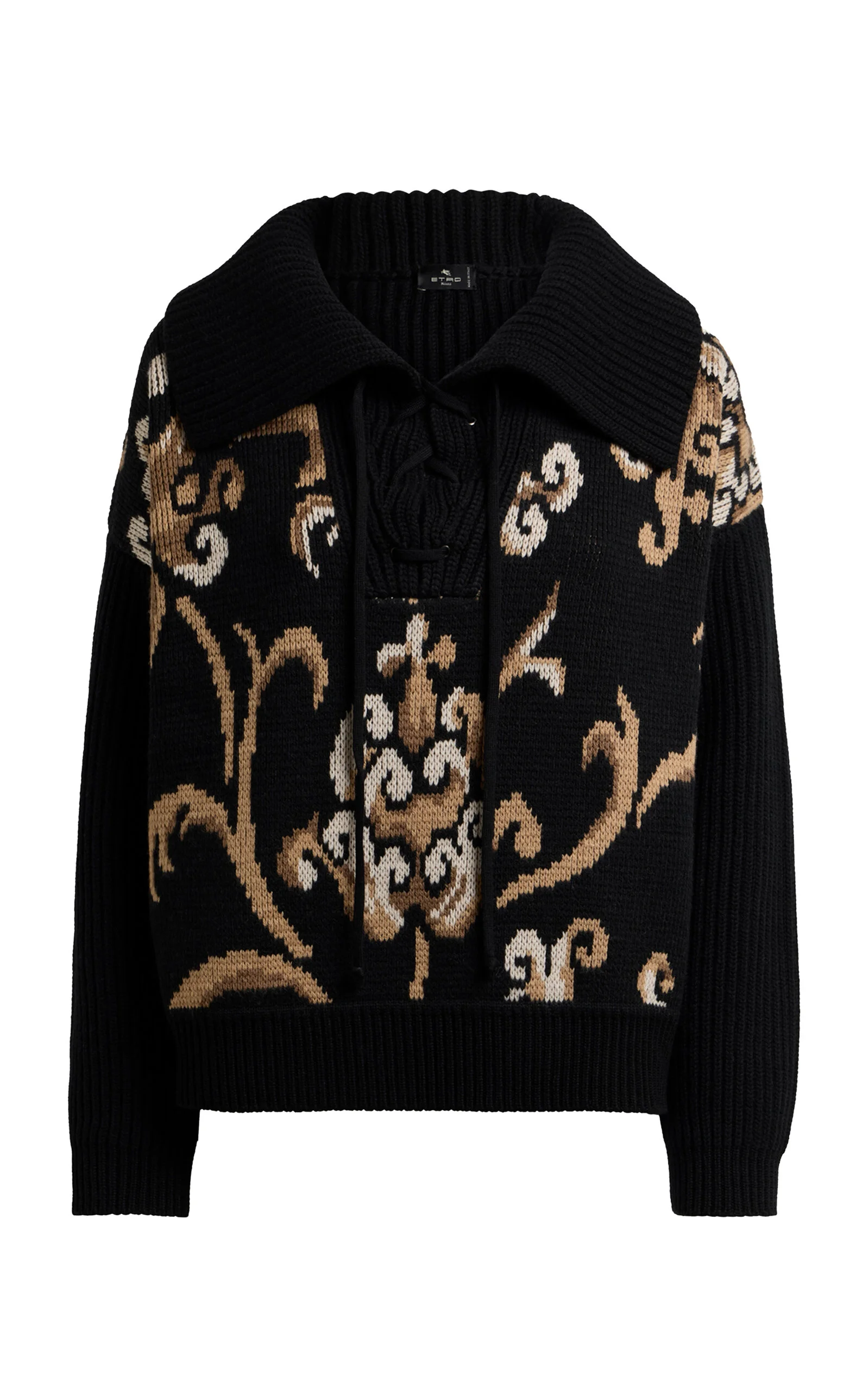 Patterned Wool Sweater black - 1