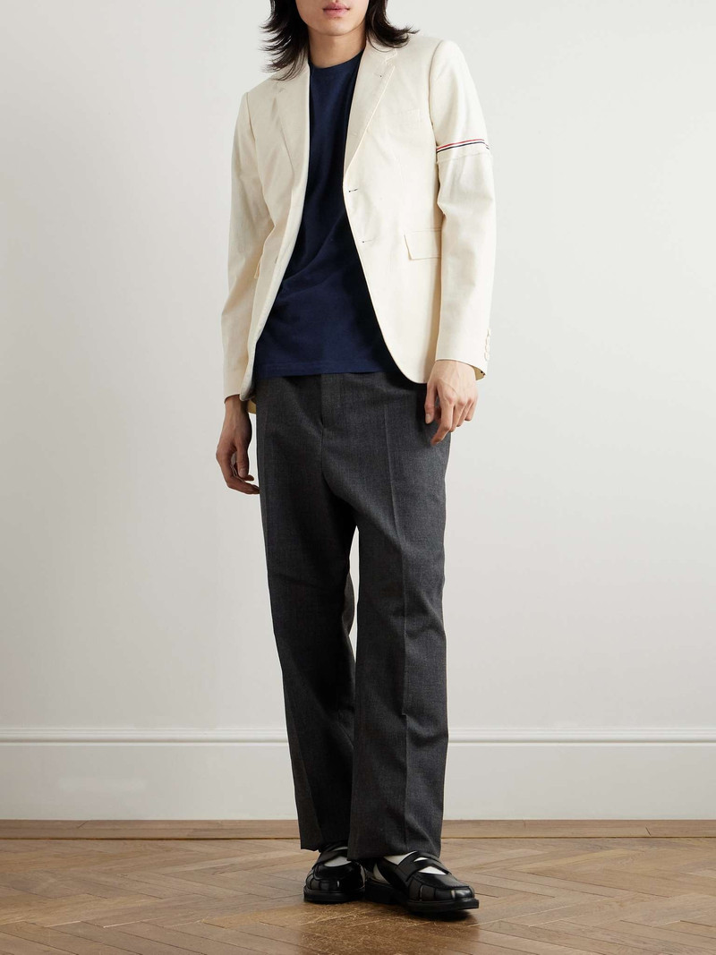 Thom Browne Logo-Appliquéd Striped Cotton-Jersey T-Shirt outlook