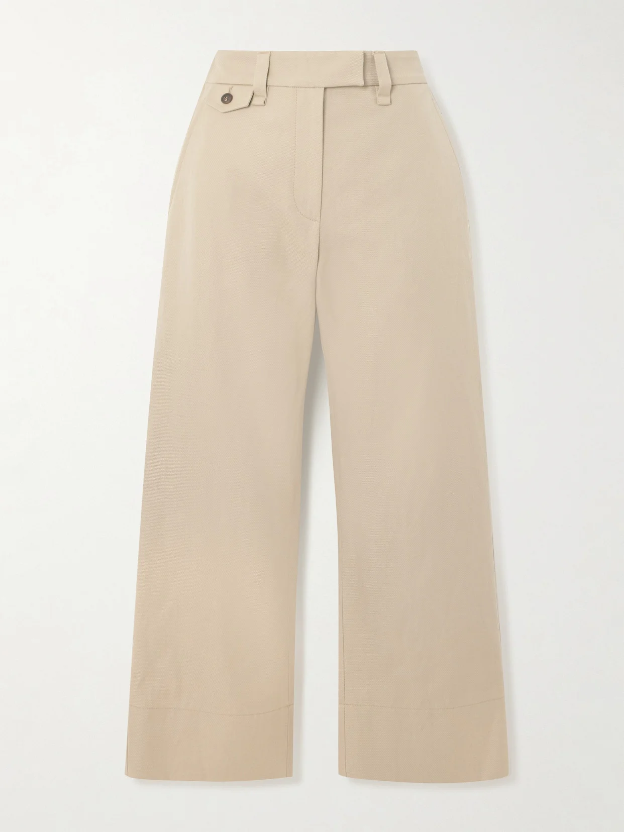Bead-embellished Cropped Cotton And Linen-blend Twill Straight-leg Pants - 1