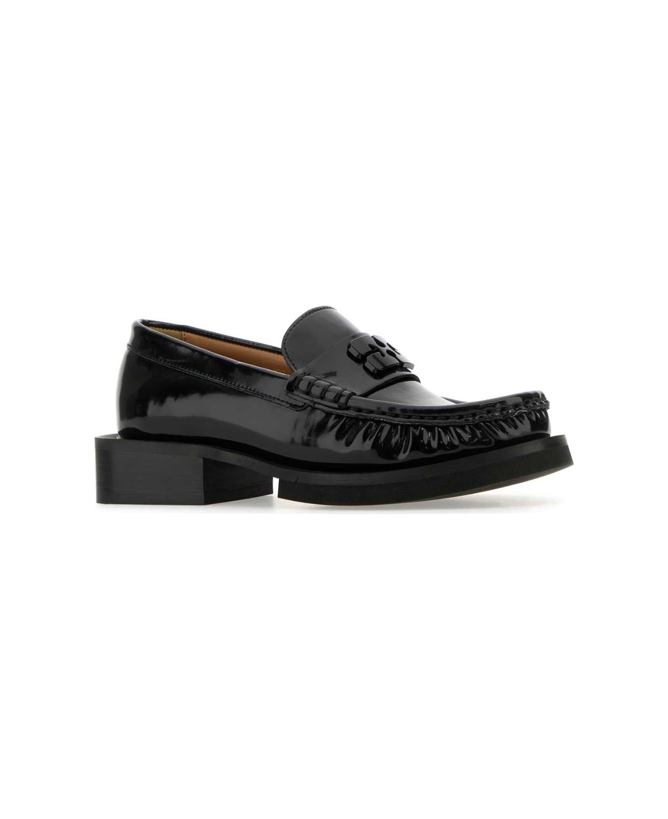 Black Synthetic Leather Loafers - 2
