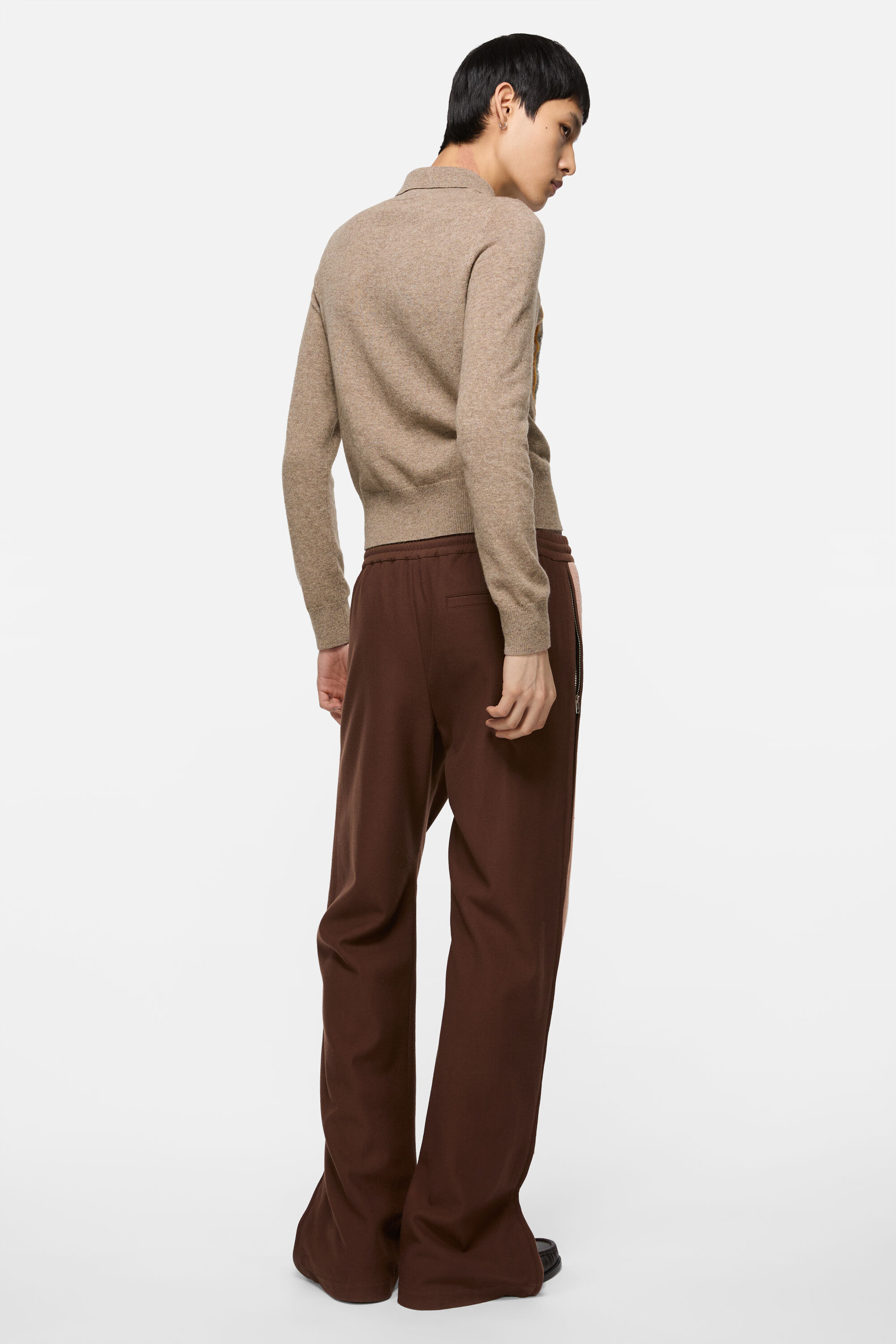 Yak wool polo sweater - Greige melange - 3
