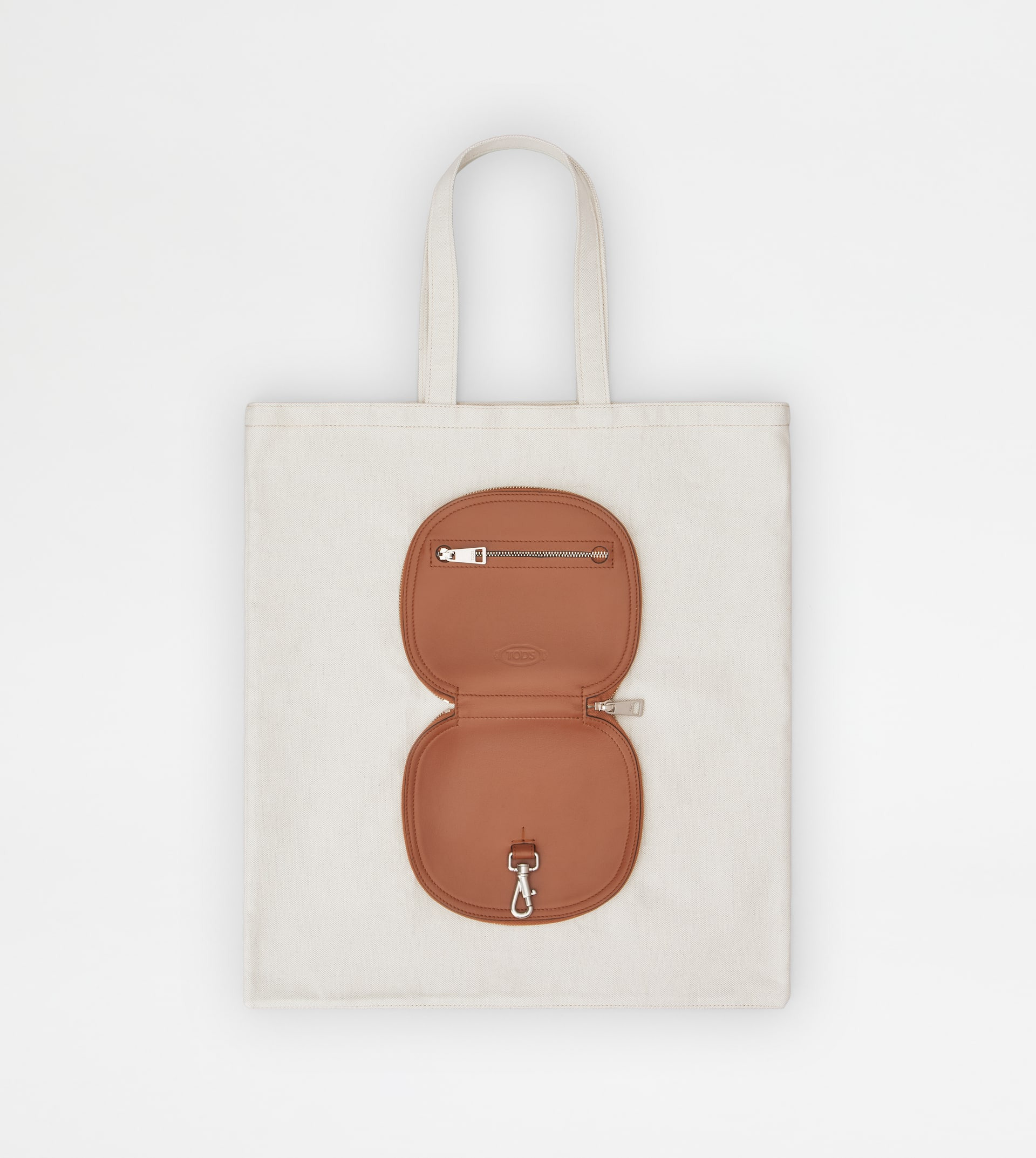 FOLDABLE BAG IN CANVAS AND LEATHER - BROWN - 4