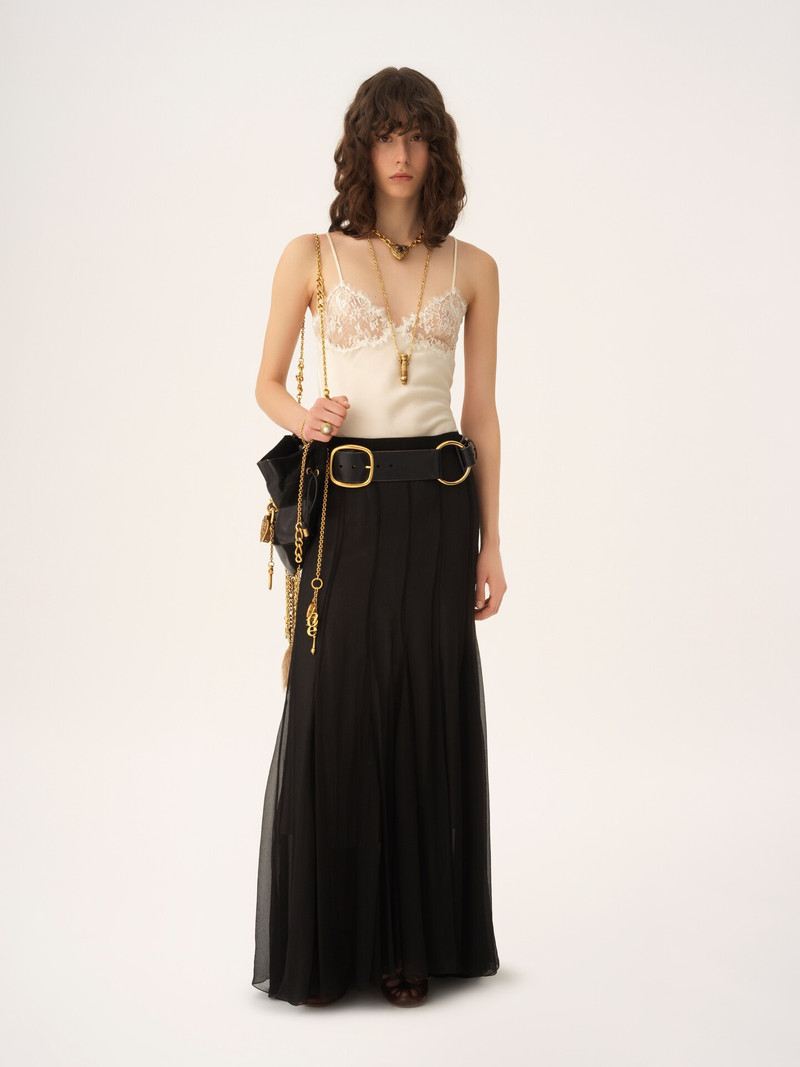 Chloé CAMISOLE TOP IN WASHED SILK SATIN & LACE outlook