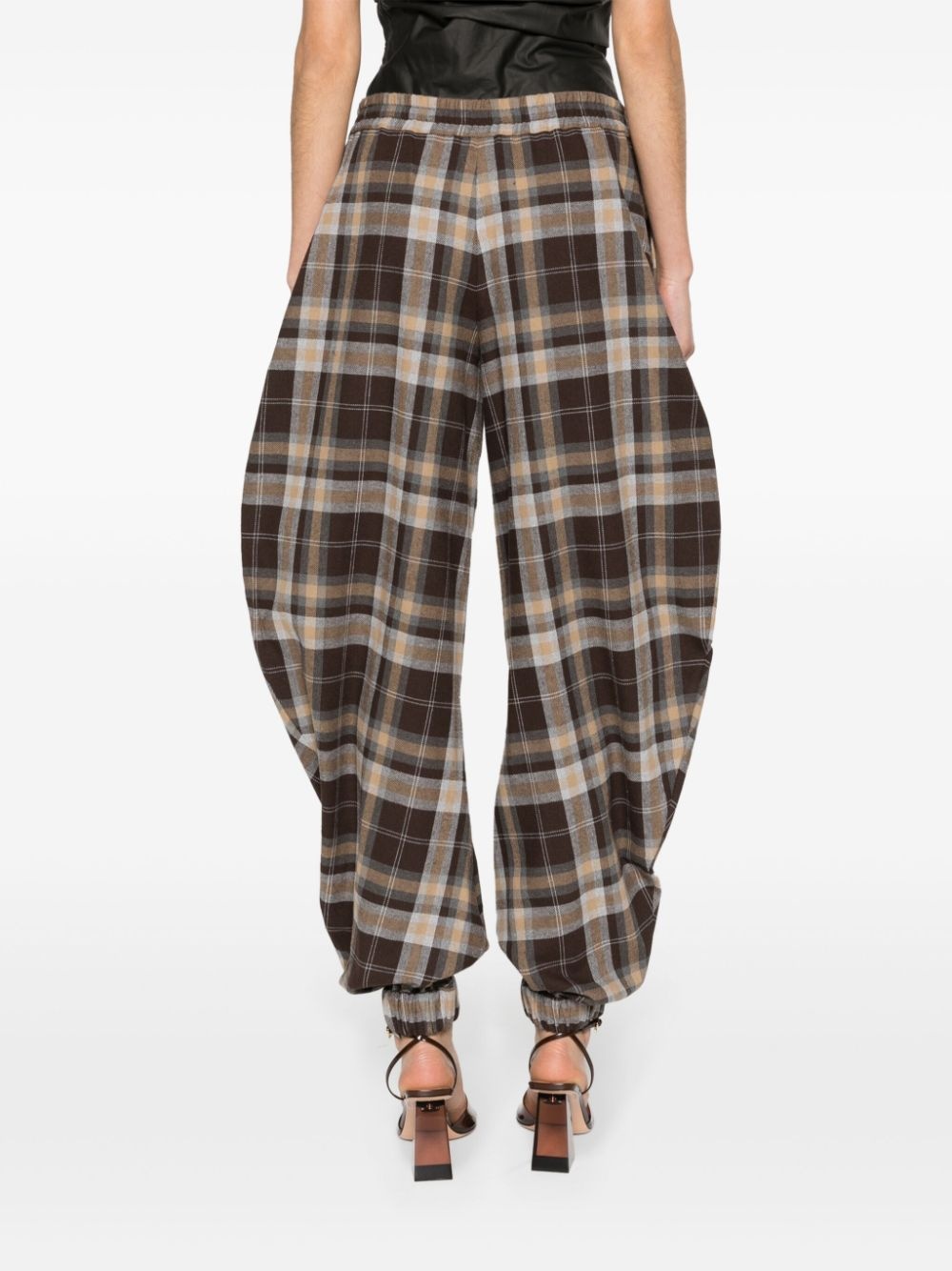 checked cotton-blend track pants - 4