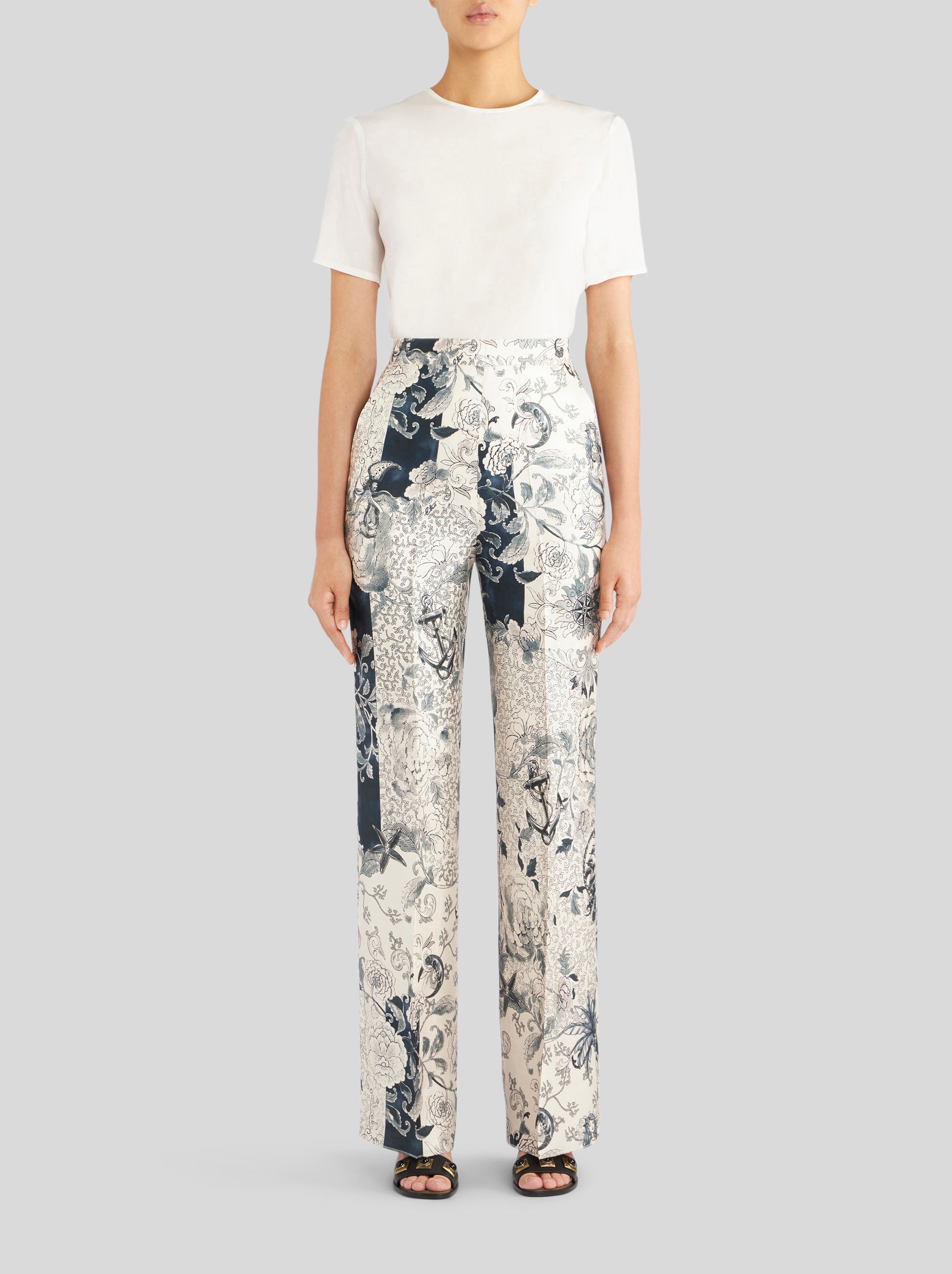 PRINTED SILK PALAZZO TROUSERS - 3