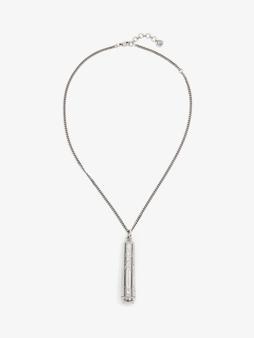 Men's Case Pendant Chain Necklace in Antique Silver - 1