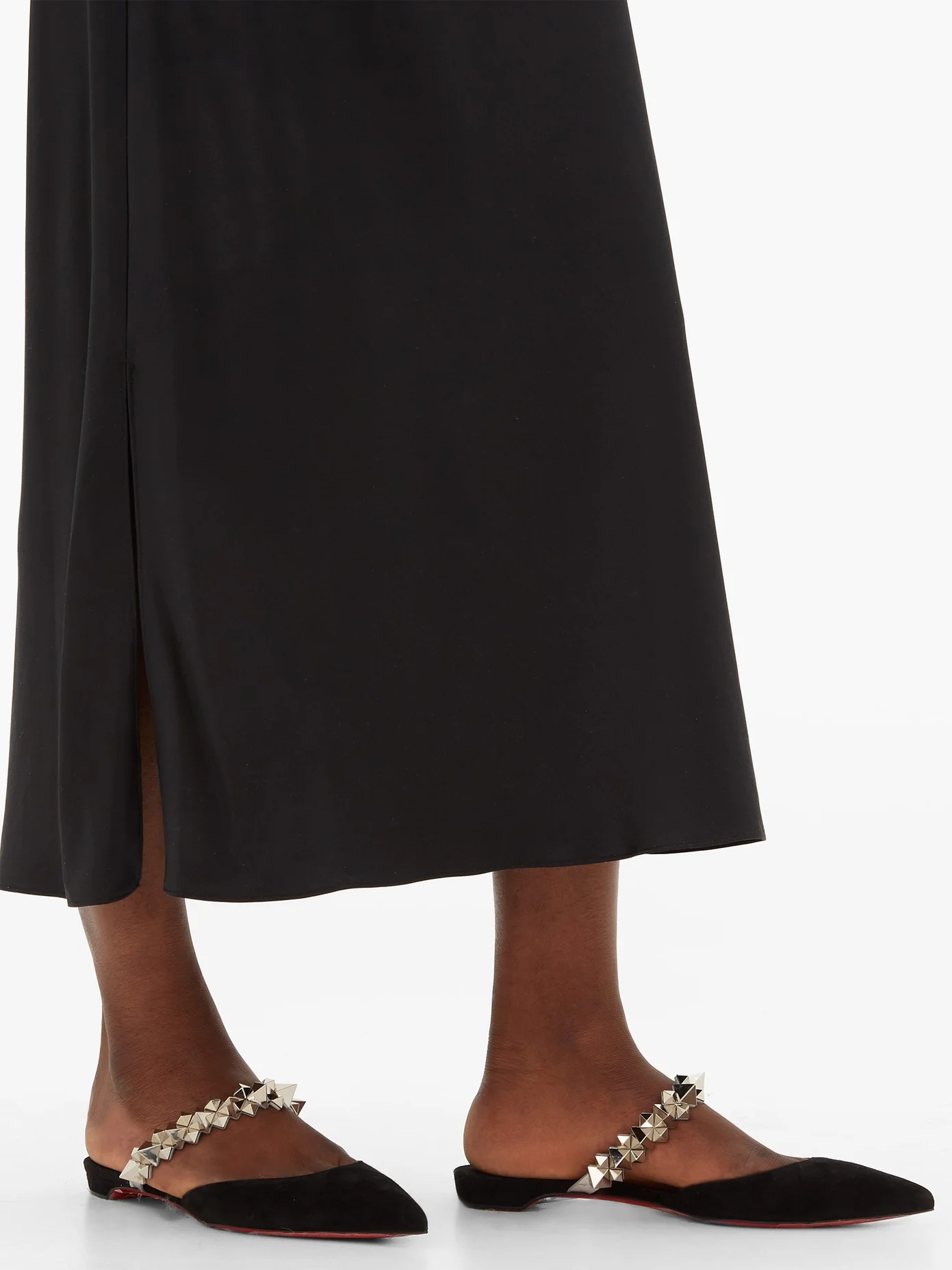 Planet Choc spiked-strap suede backless loafers - 3