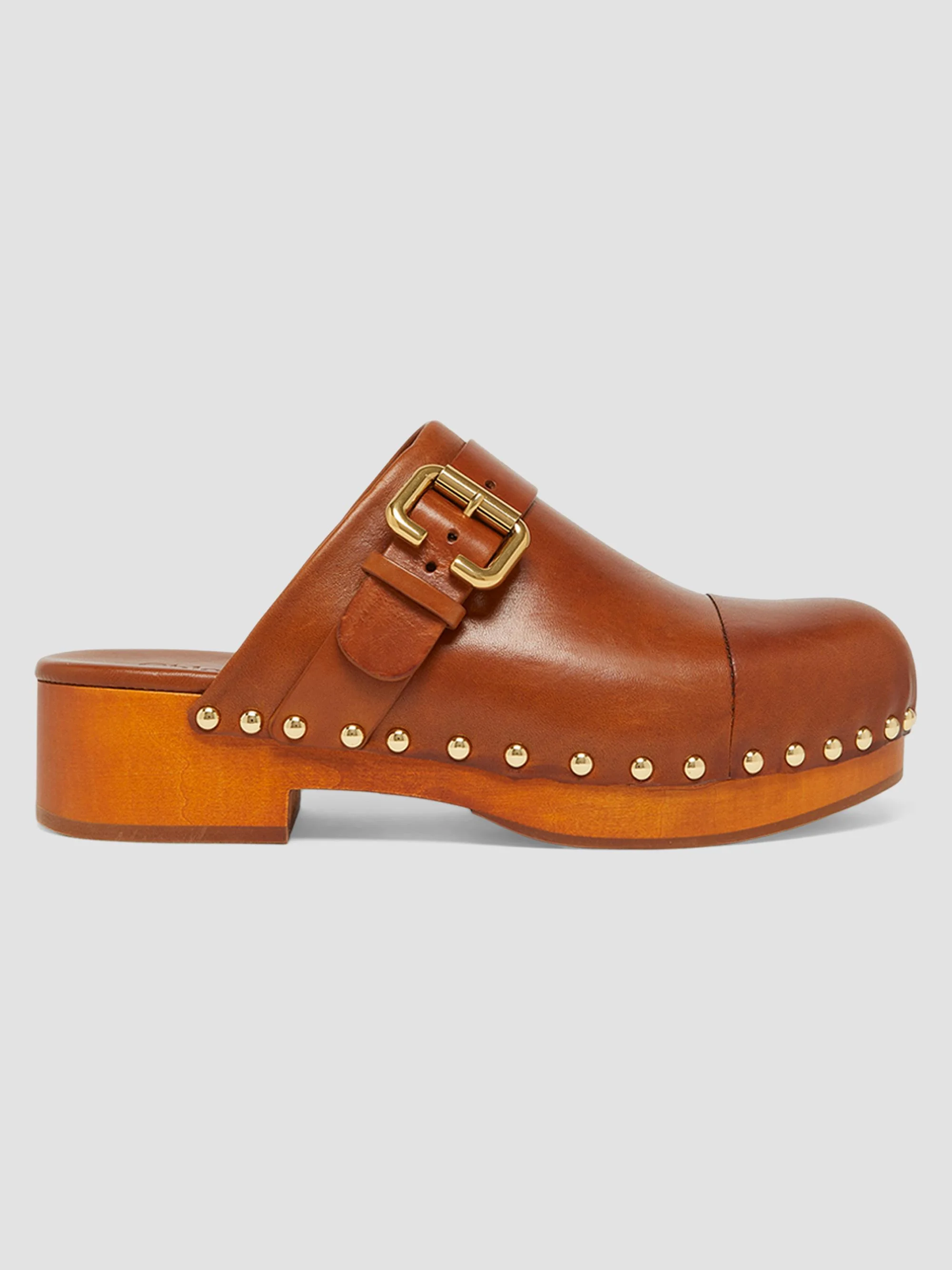 Women's Jeannette 40MM Buckle Leather Clogs - Ginger Brown - 1