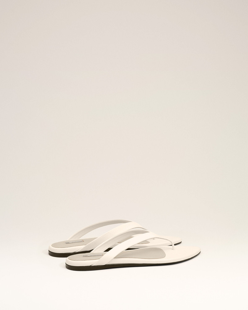 WHITE LAMB LEATHER POINTED TOE FLIP FLOPS 4