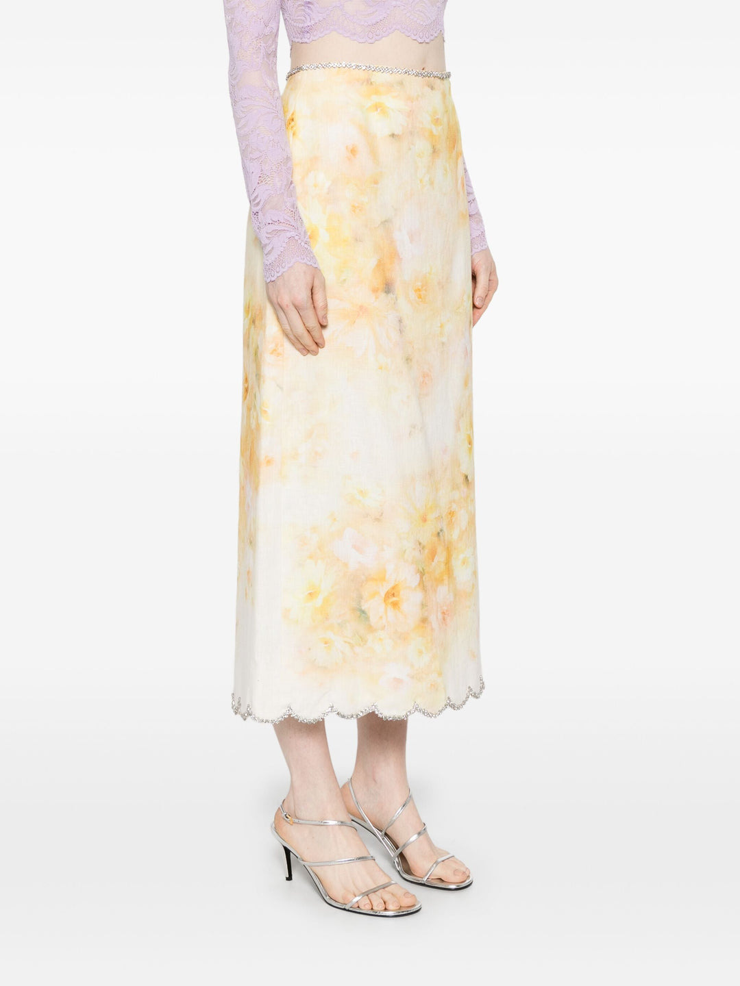 Crush Scalloped Midi Skirt - 3