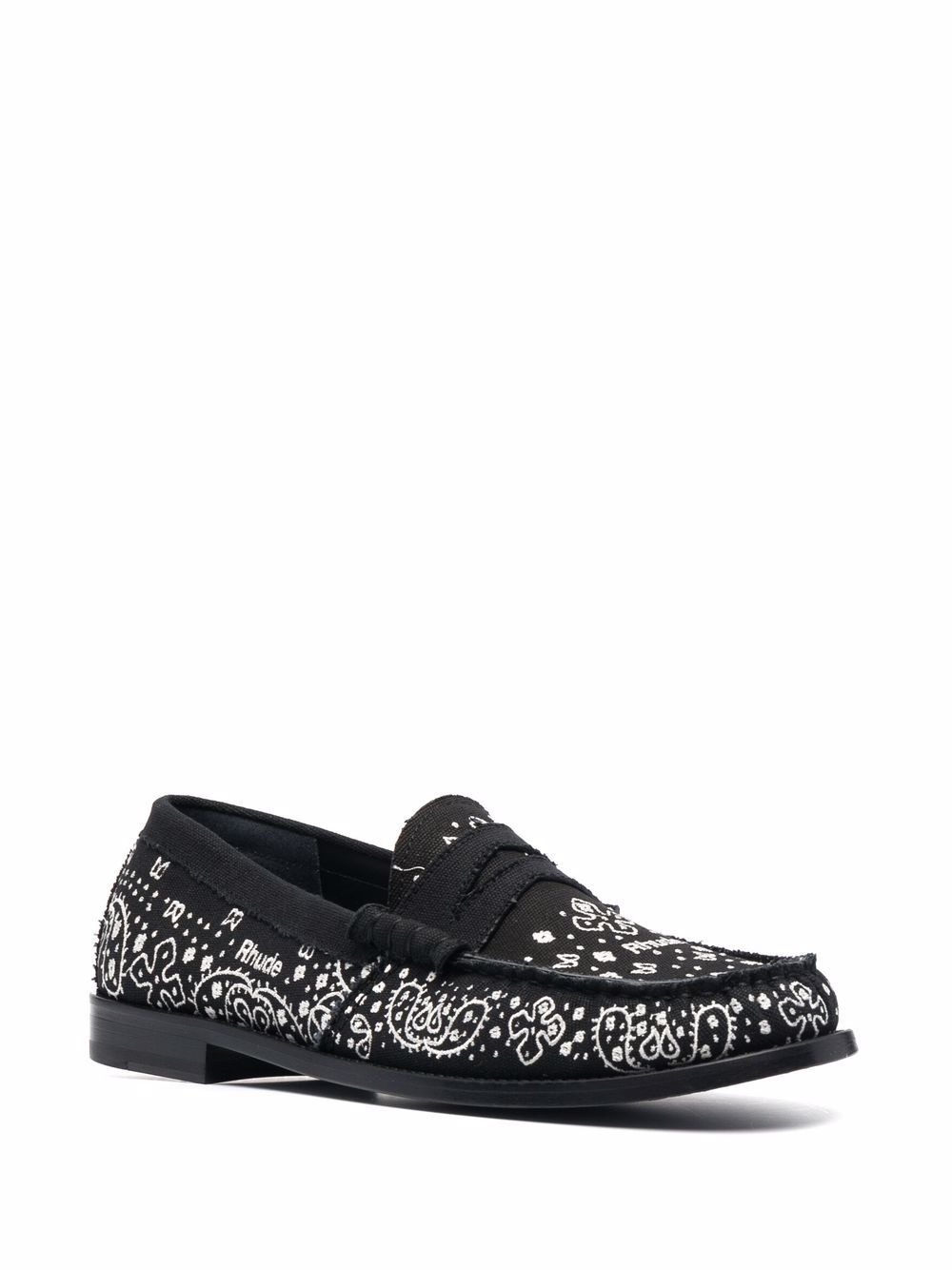 bandana-print raw-cut loafers - 2