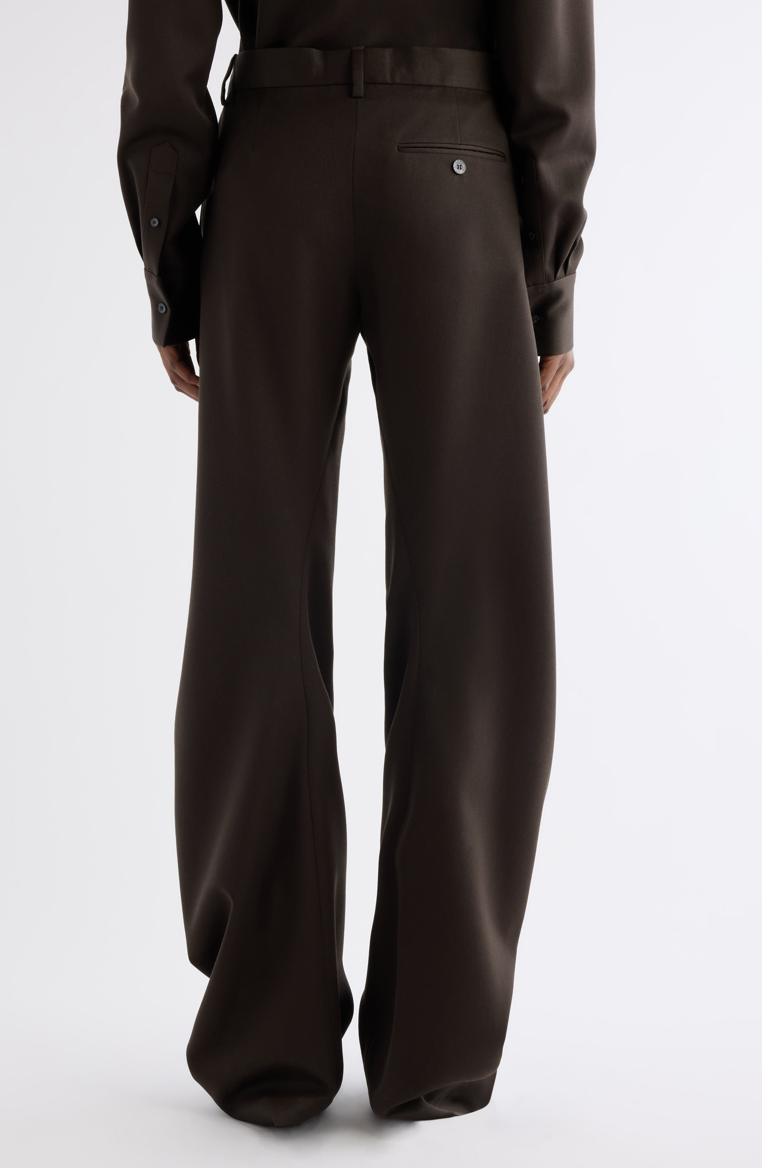 Acne Studios Patty Wool Gabardine Pants in Brown at Nordstrom - 3