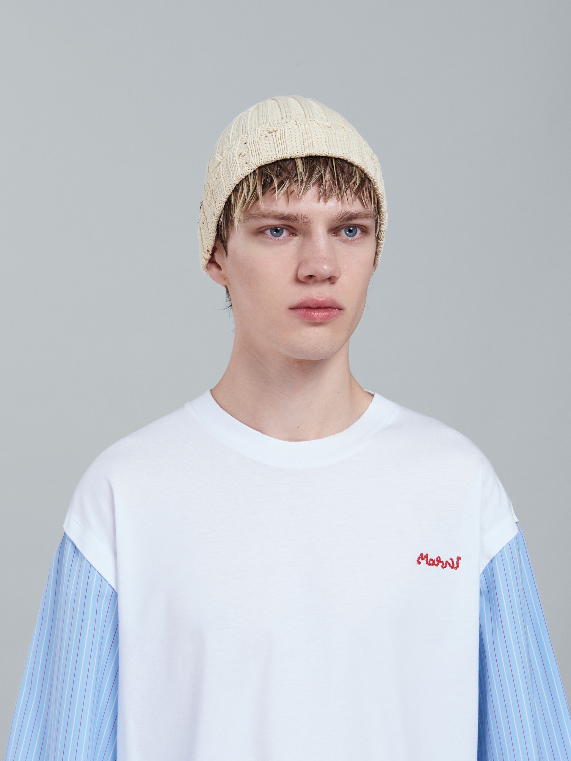 WHITE COTTON BEANIE - 2