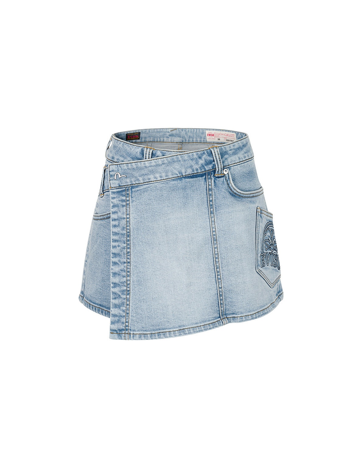 Kamon and Logo Embroidery Regular Fit Denim Skorts - 13