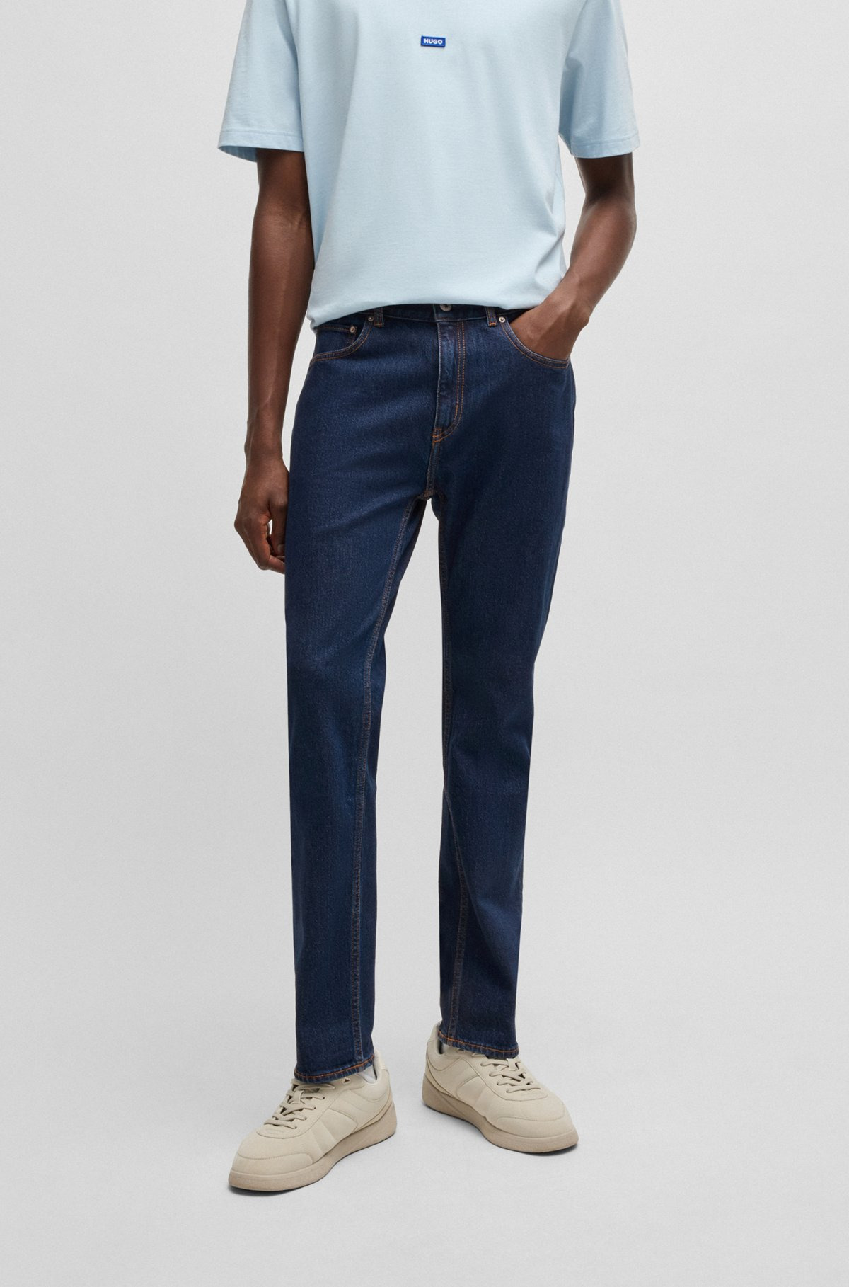 SLIM-FIT JEANS IN DARK-BLUE STRETCH DENIM - 2