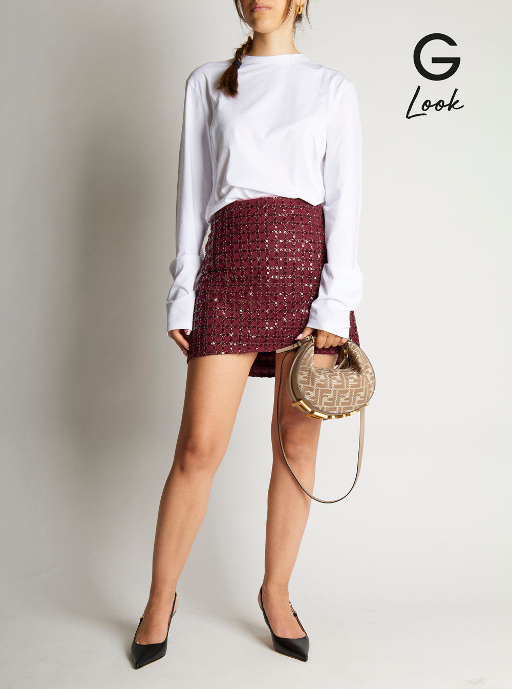 Fendi Women 'Fendigraphy' Beige Mini Bag With All-Over Ff Motif And Metal Lettering Logo On The Bott - 6
