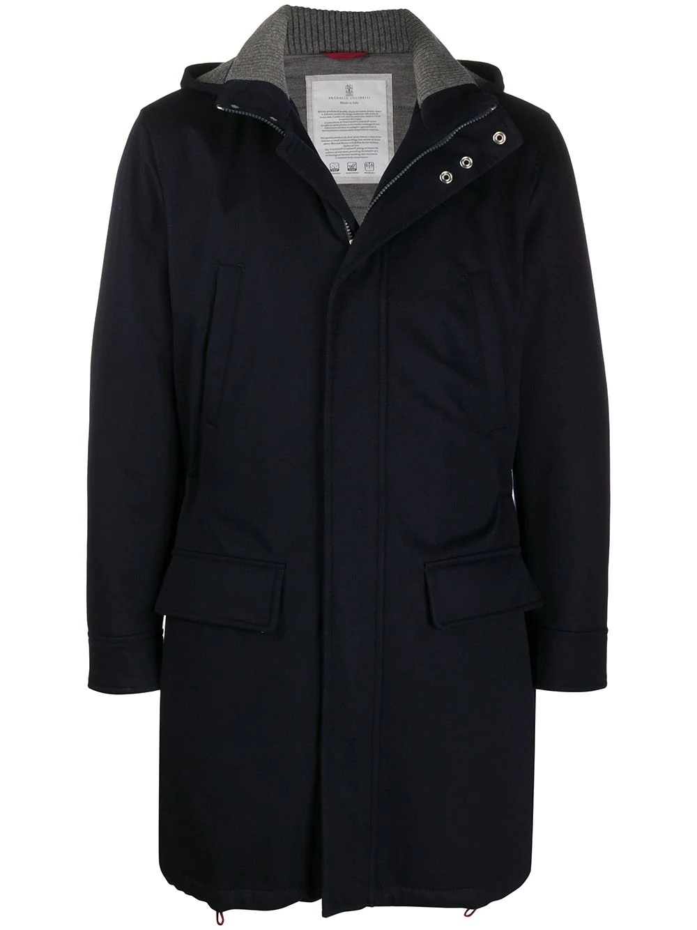 hooded mid-length coat - 1