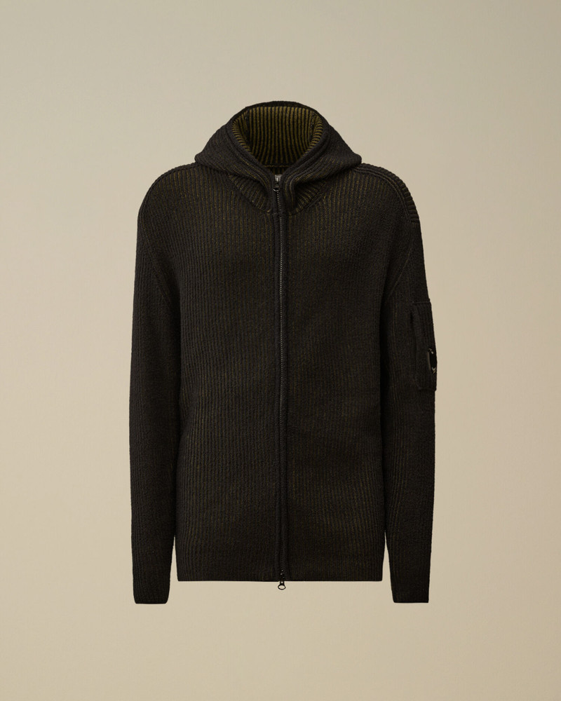 Fleece Knit Hooded Full Zip Sweater 1