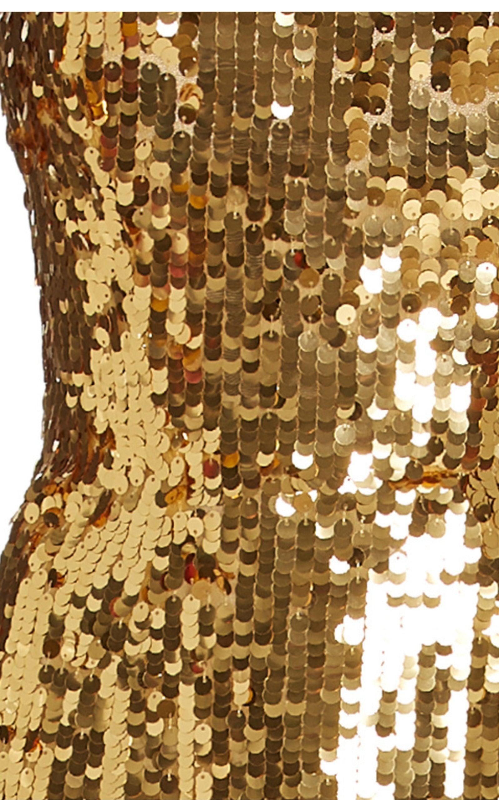 Sequined Strapless Gown Dress - 6
