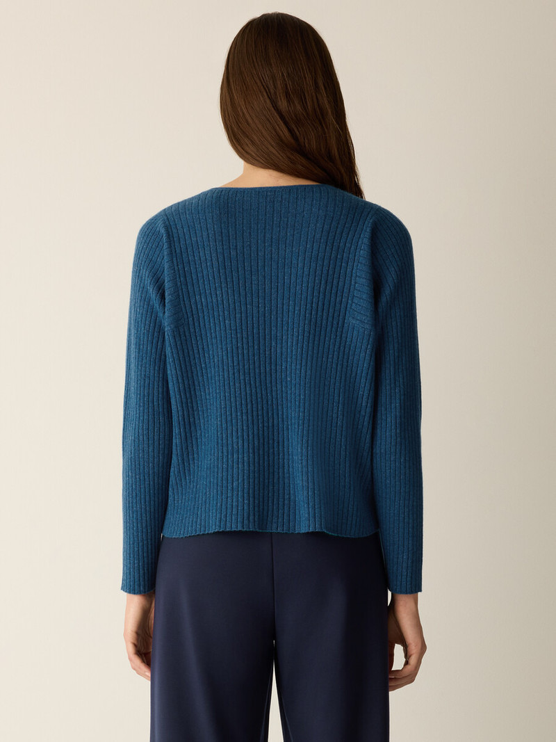Italian Cashmere Ribbed V-Neck Top 4