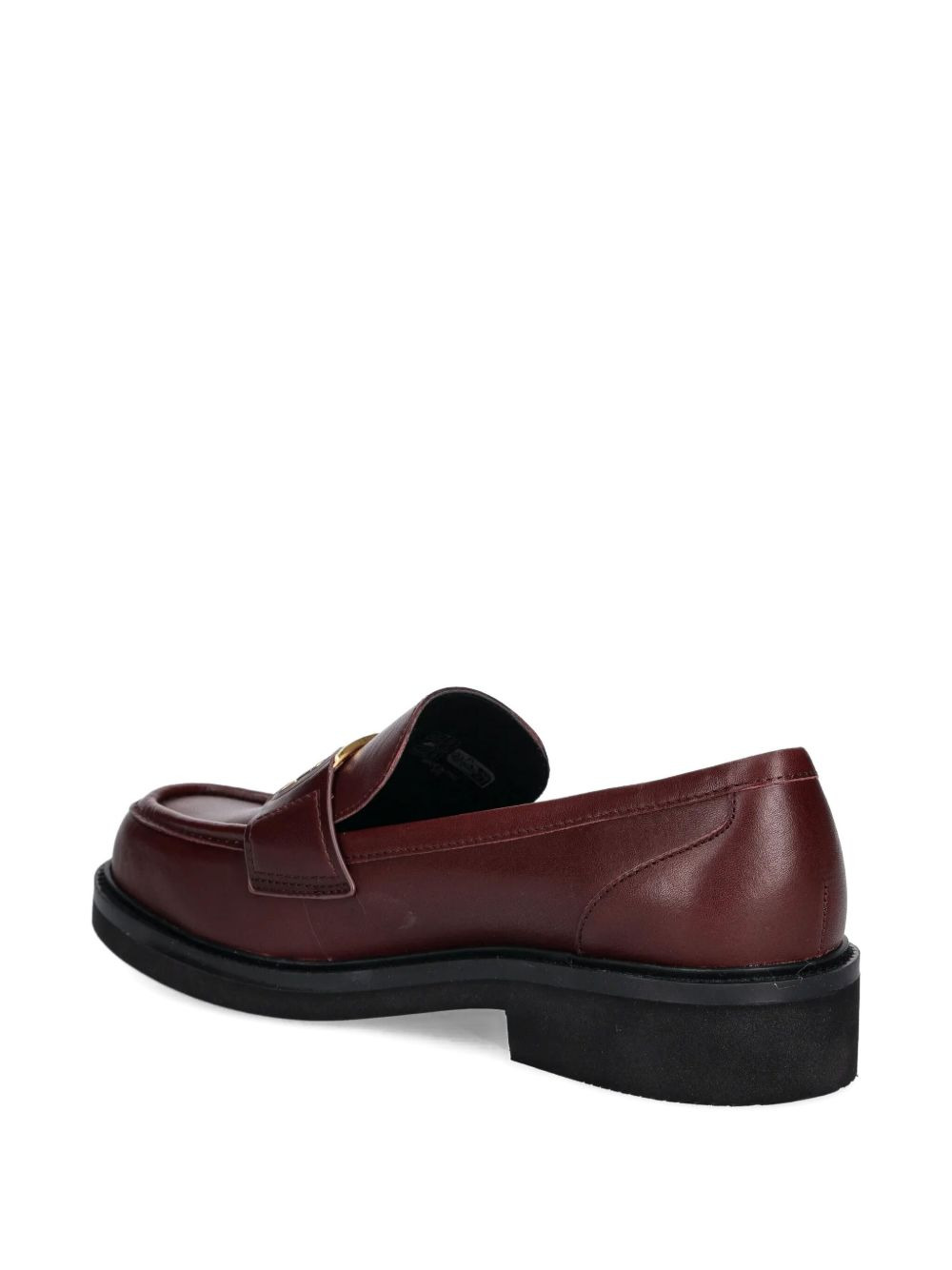 logo-plaque leather loafers - 4
