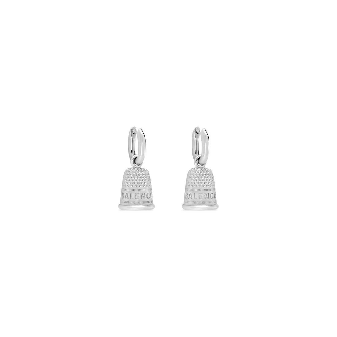Thimble Earrings  in Silver - 2
