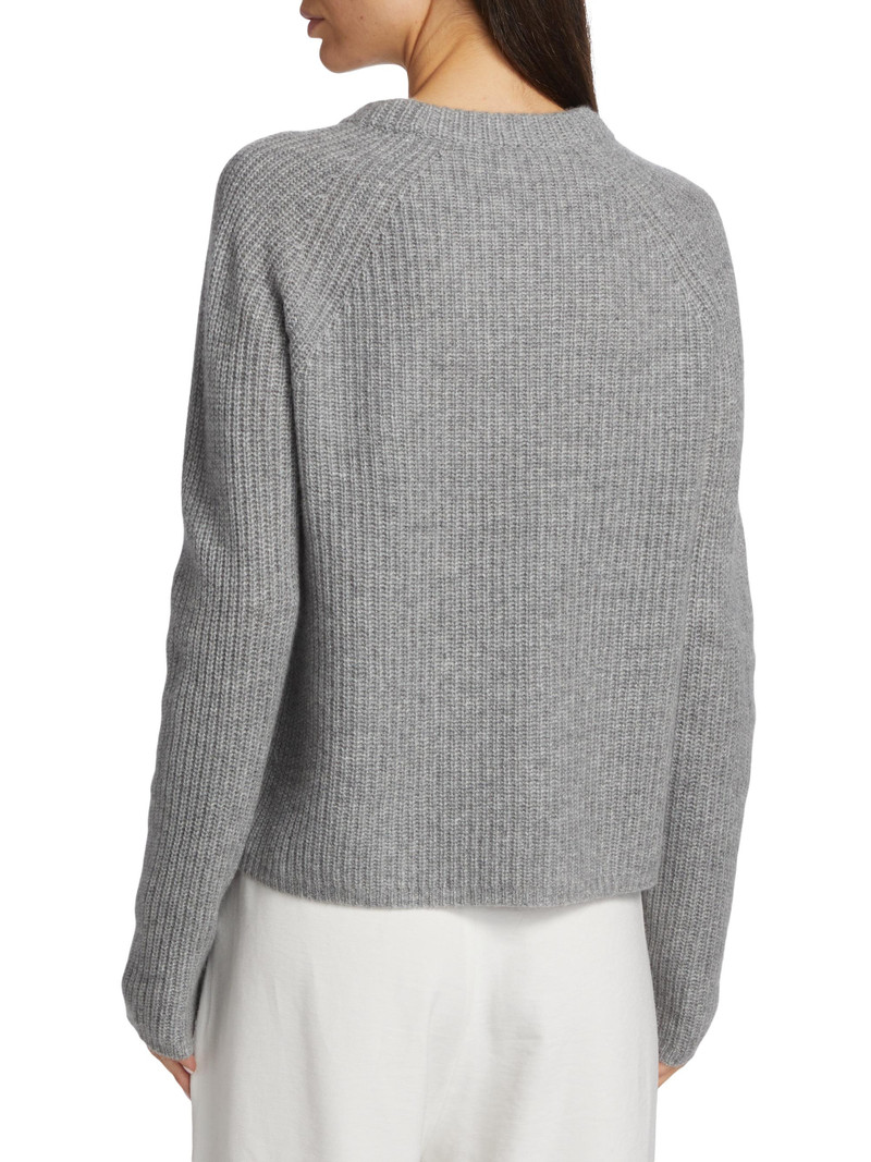 Women's Cashmere Fisherman Sweater - Heather Grey 5
