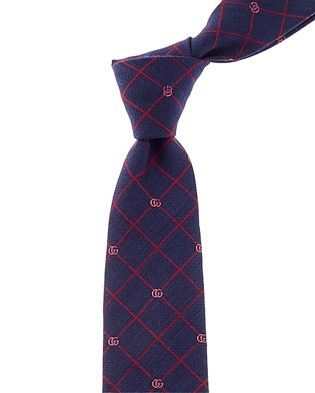 Gucci Navy GG Grid Silk & Wool-Blend Tie - 1