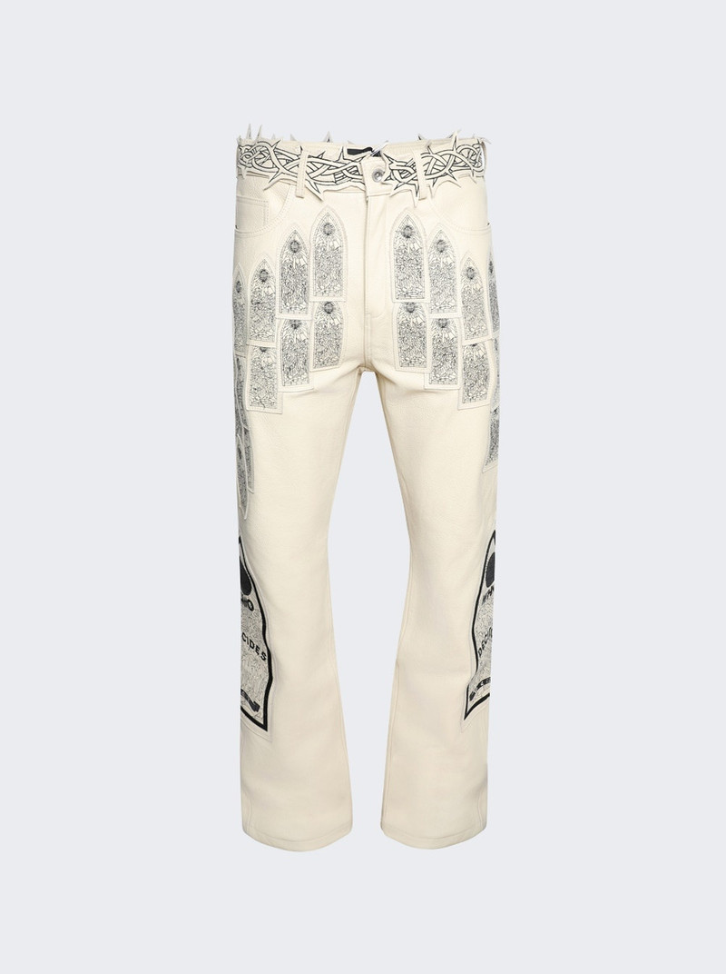 Patched Arch Embroidered Pants Cream - 1