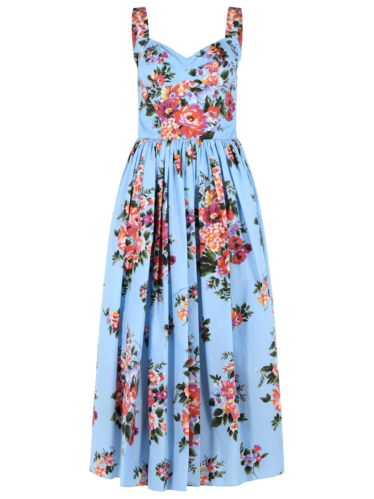 Dolce & Gabbana Floral Dress In Light Blue Cotton Women - 1