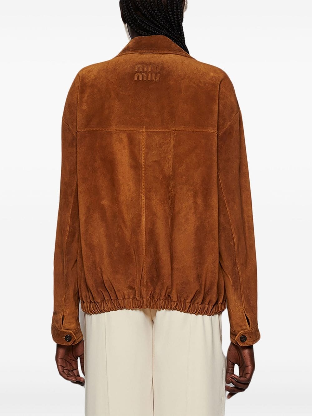 ブルゾン MiuMiu | Suede jacket MPV883_104R_F0418_S_OOO Maple Brown Suede Jacket | Miu Miu