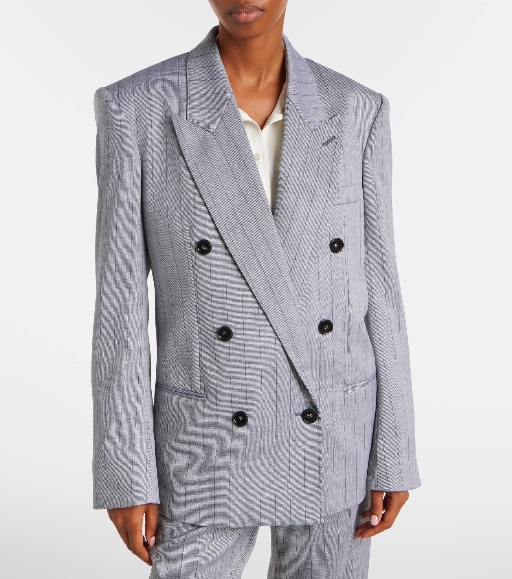 Double-breasted wool blazer - 7