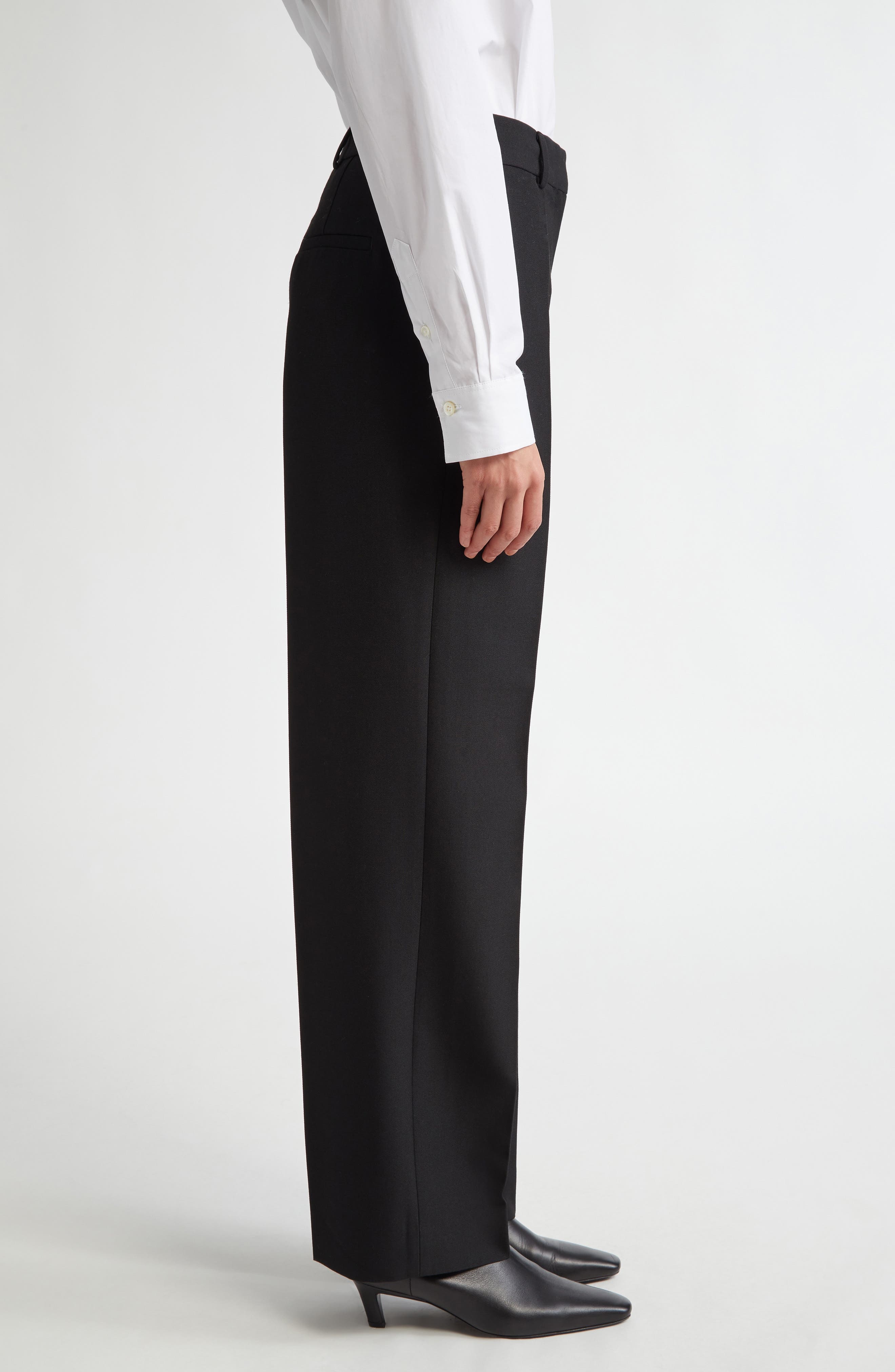 TOTEME Tailored Straight Leg Pants in Black at Nordstrom - 4