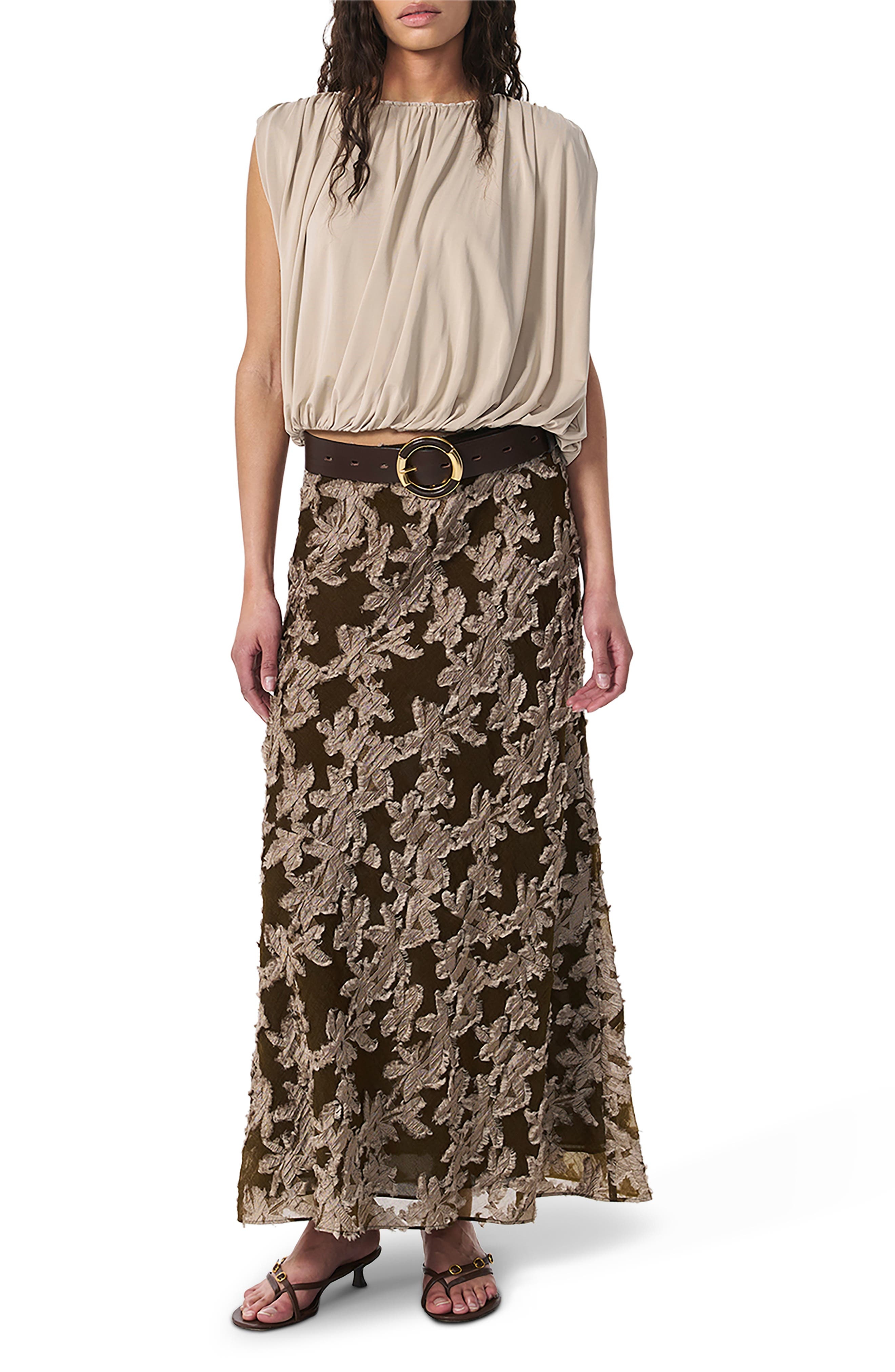 rag & bone Wren Print Maxi A-Line Skirt in Olive at Nordstrom - 6