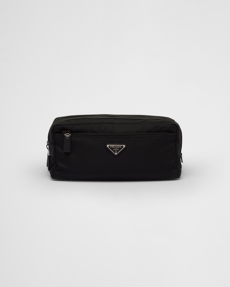 Re-Nylon and Saffiano leather travel pouch - 1