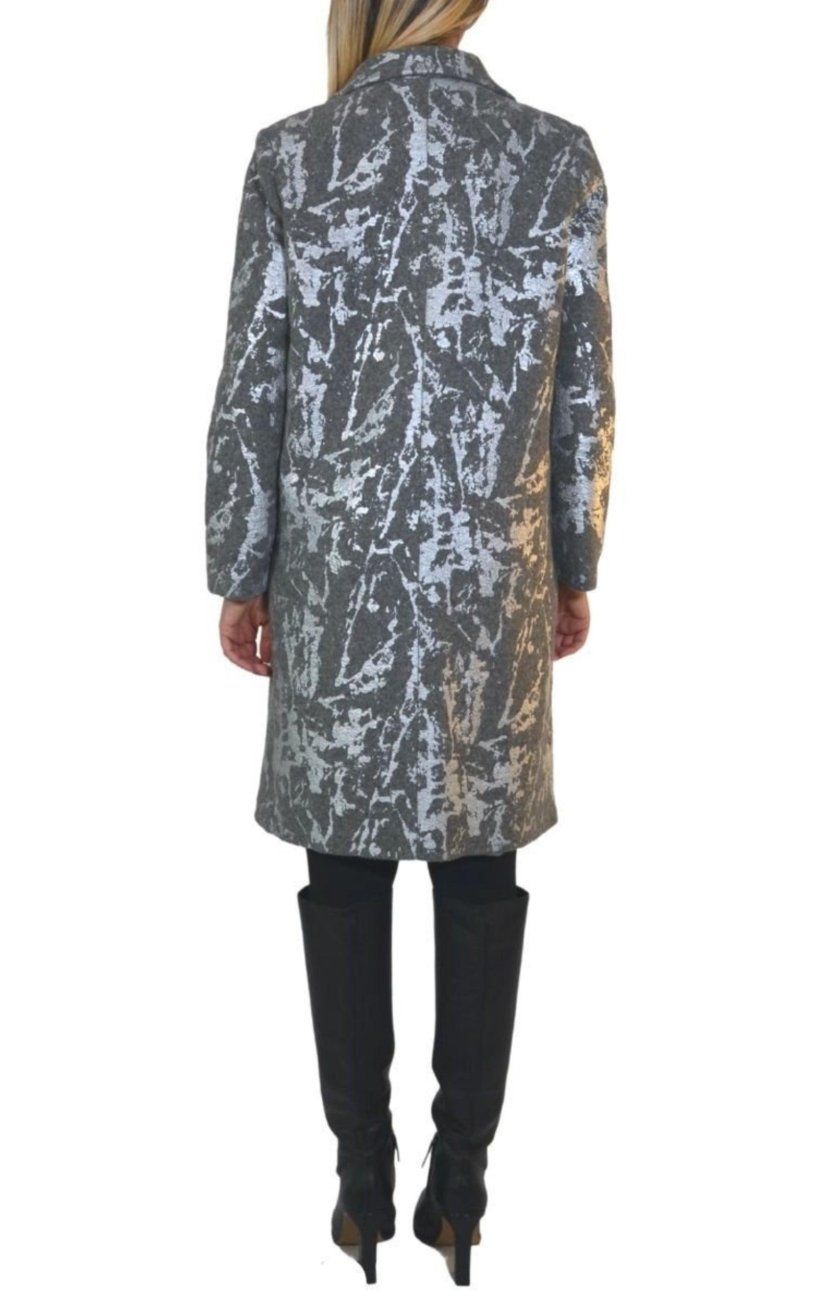 Cult Moda - Silver Print Wool Blend Trench Coat - 4