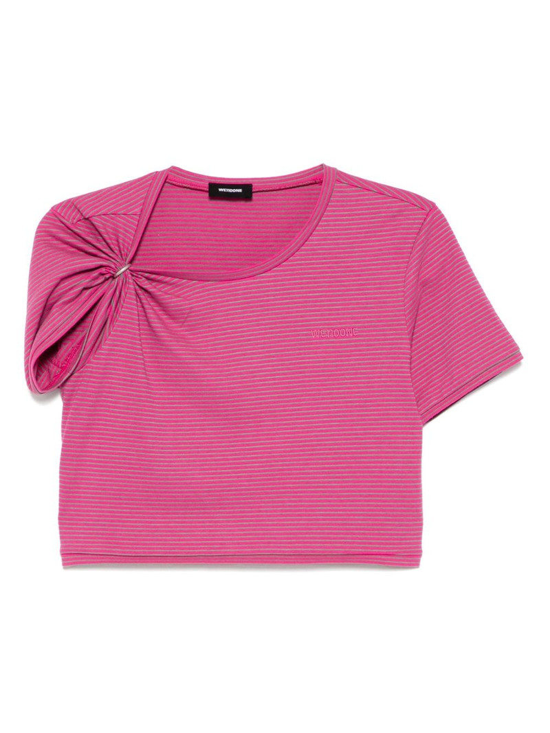 PINK WOMENS GATHER DETAIL 지구 T-SHIRT / PNK 1