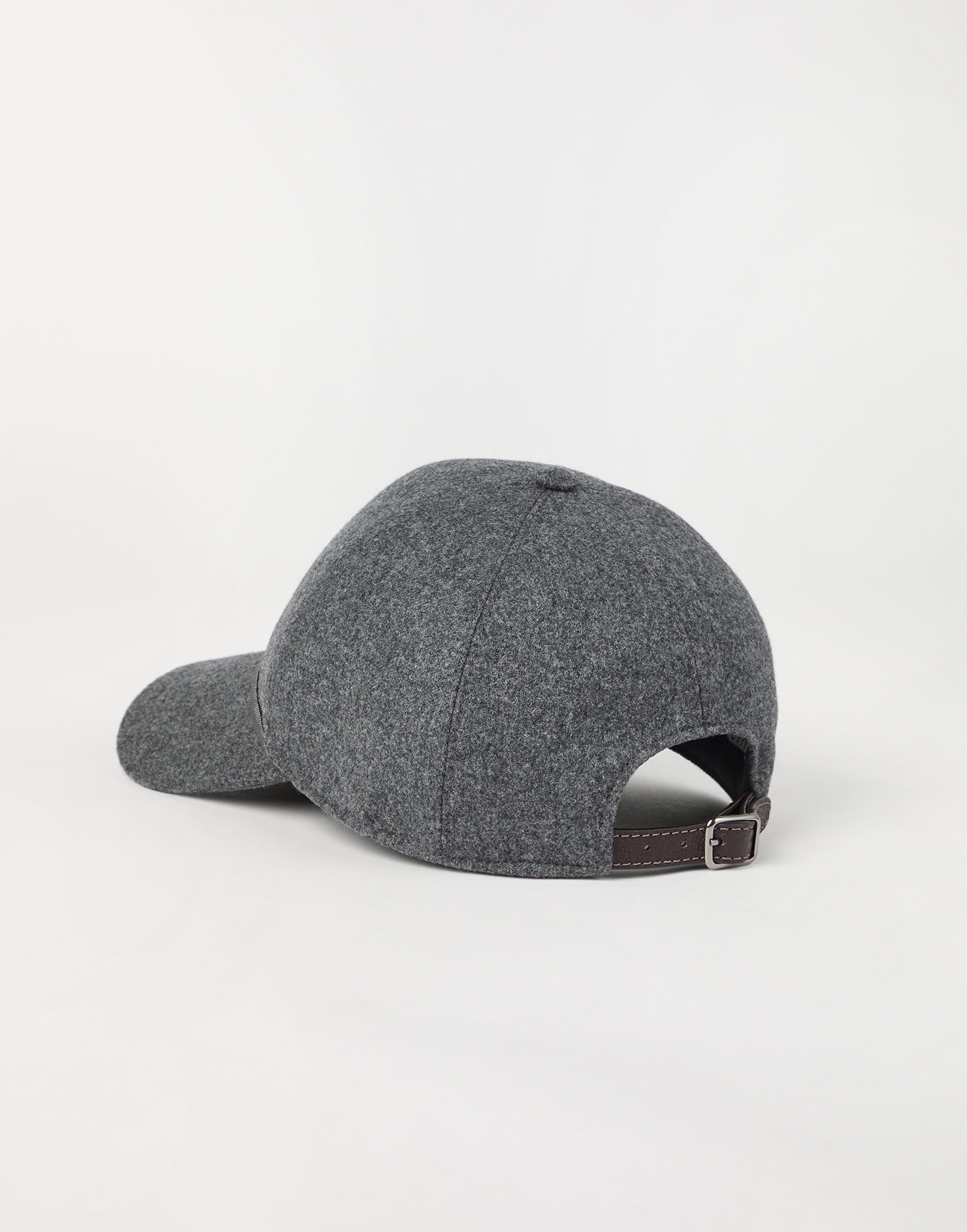 Virgin wool and cashmere flannel baseball cap with shiny band - 2