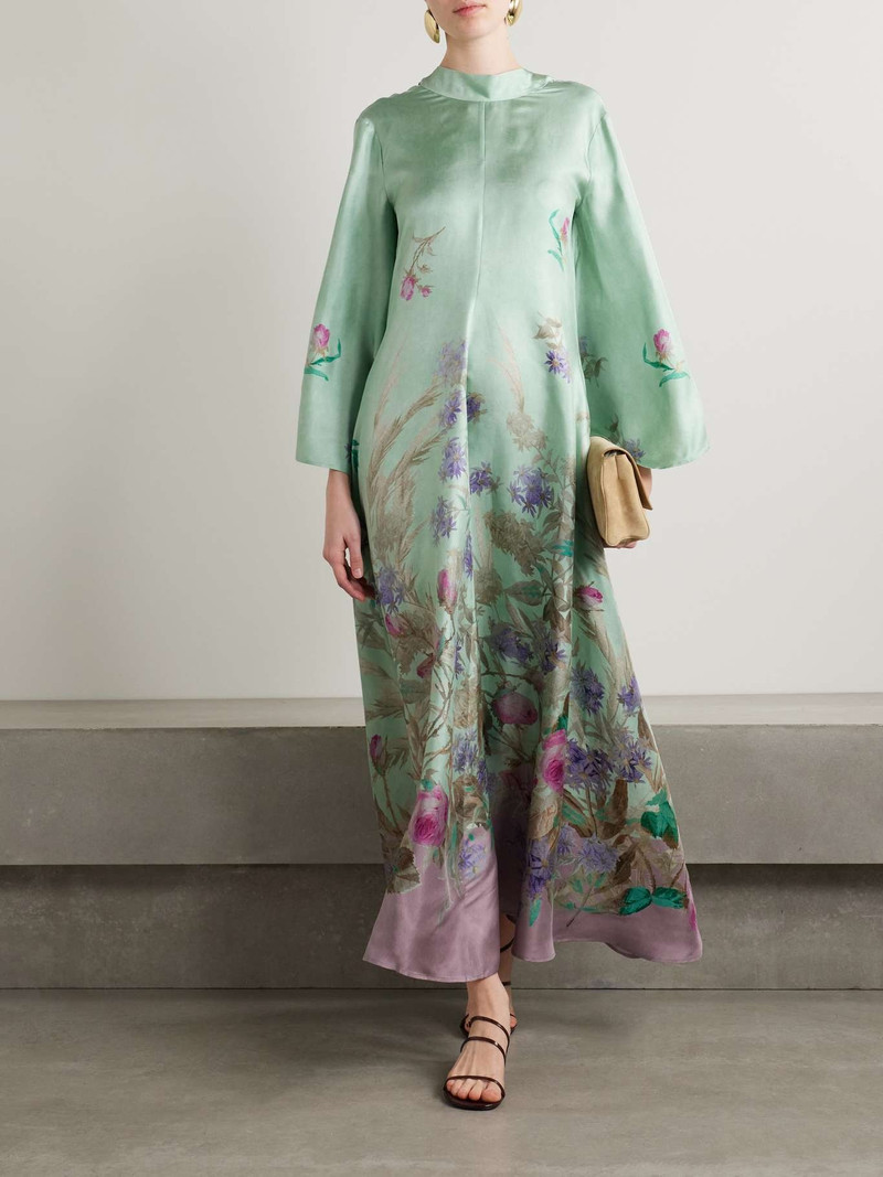 La DoubleJ Magnifico floral-print silk-twill maxi dress Green outlook