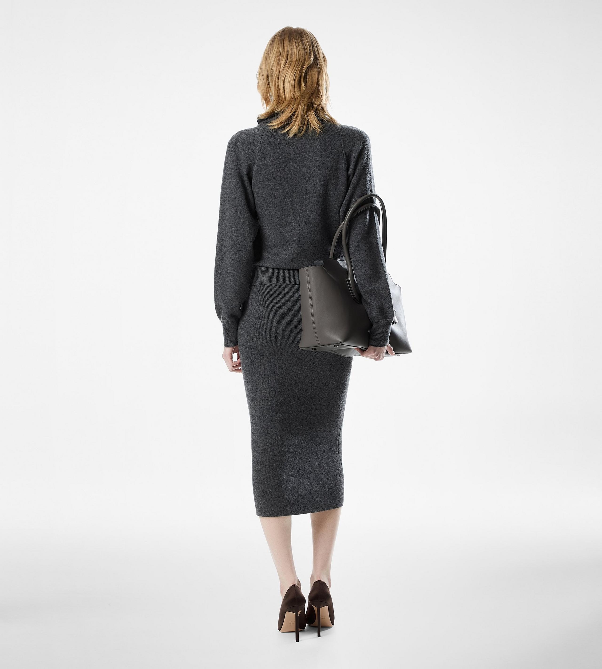 BELOW THE KNEE CASHMERE COTTON SKIRT - 3