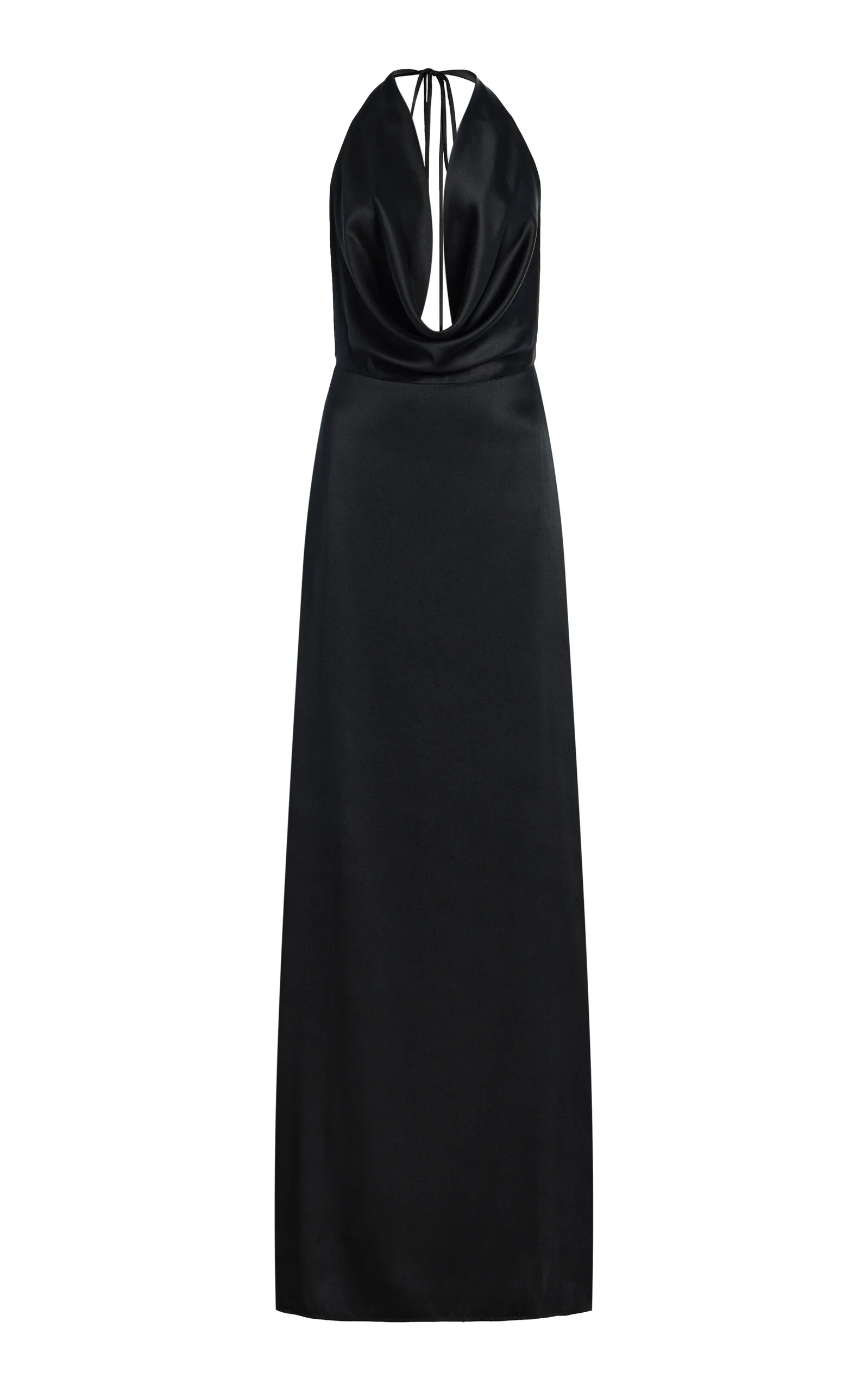 Carla Stretch-Silk Satin Maxi Halter Dress black - 1