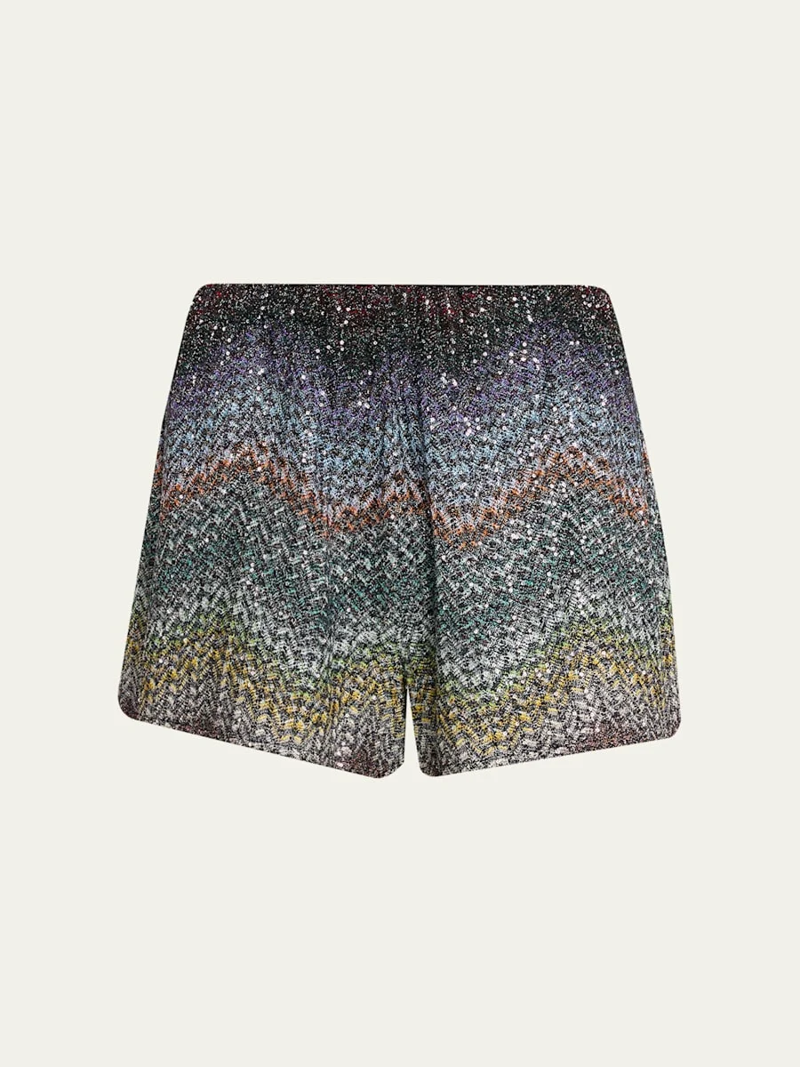 Sequin Wefted Loom Knit Pull-On Shorts - 1
