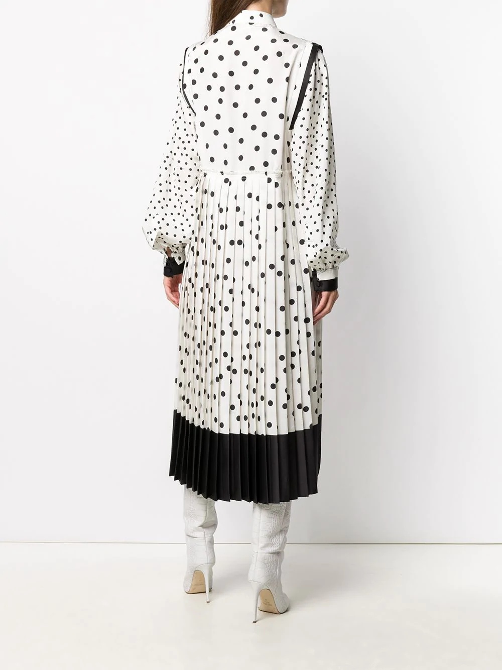 long-sleeve polka dot dress - 4