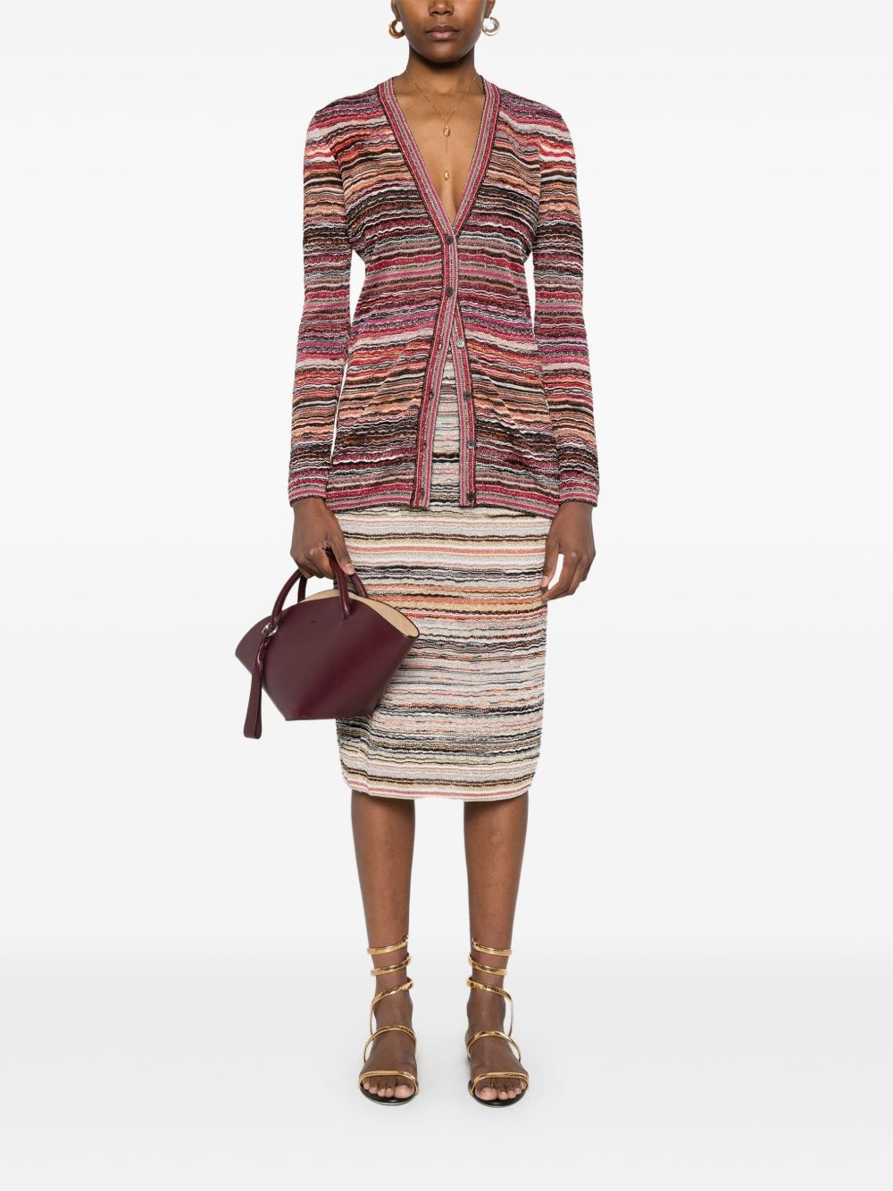 wave-pattern lamé midi skirt - 2