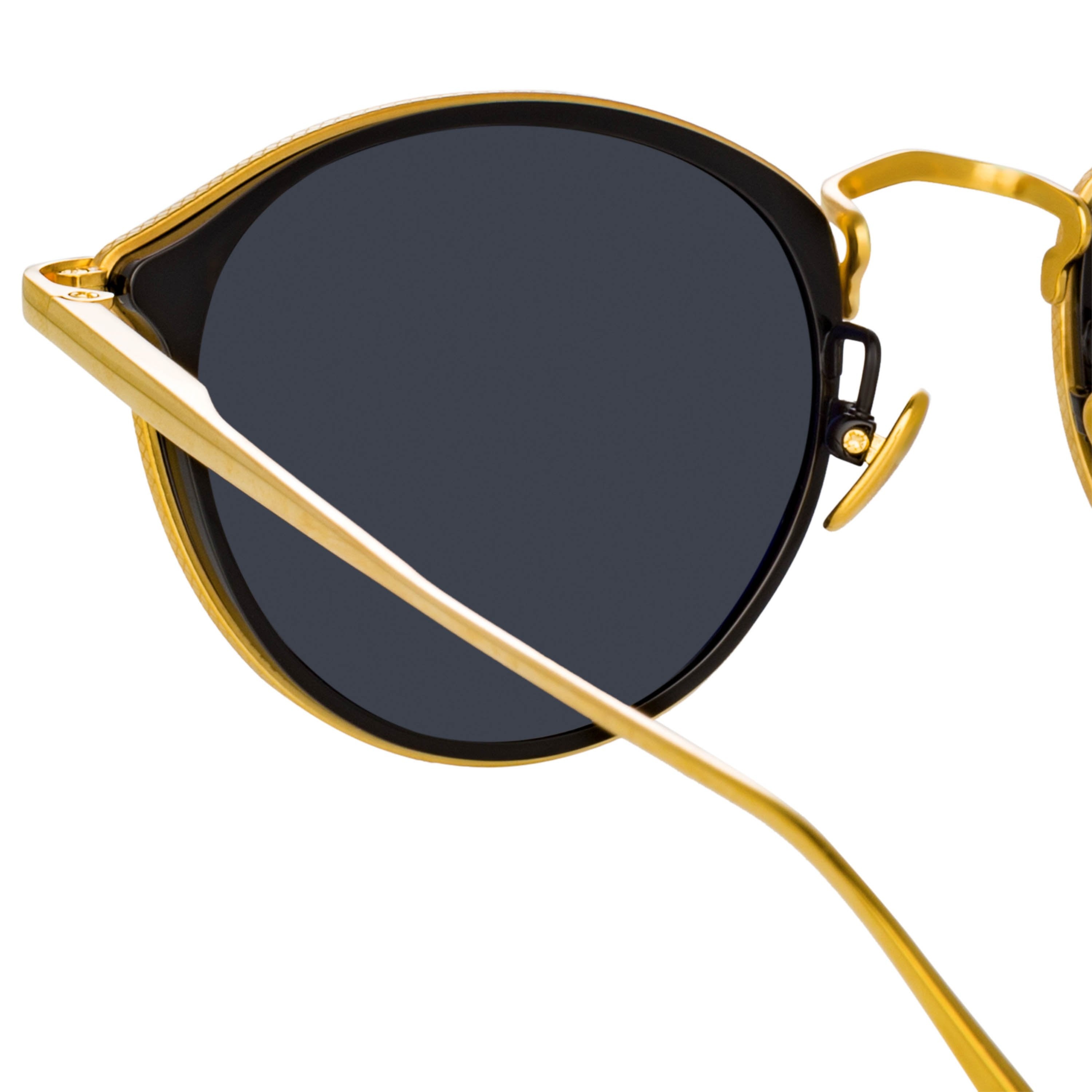 LUIS OVAL SUNGLASSES IN YELLOW GOLD AND BLACK - 4