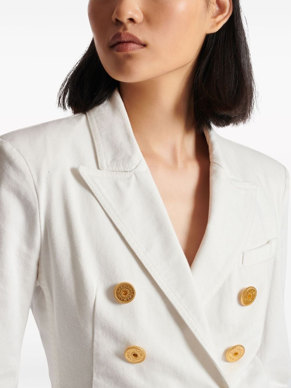 double-breasted cotton blazer - 7