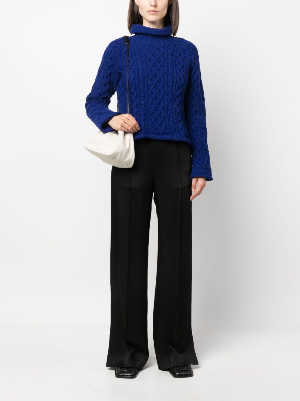 satin-finish wide-leg trousers - 2