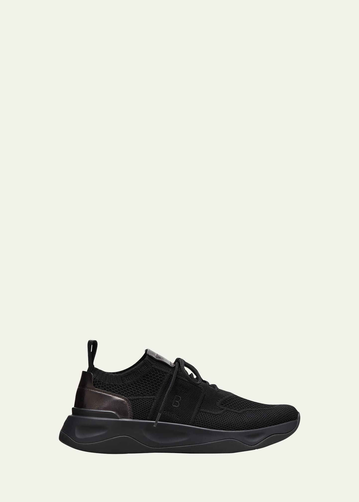 Men's Tonal Knit Runner Sneakers, Black - 1