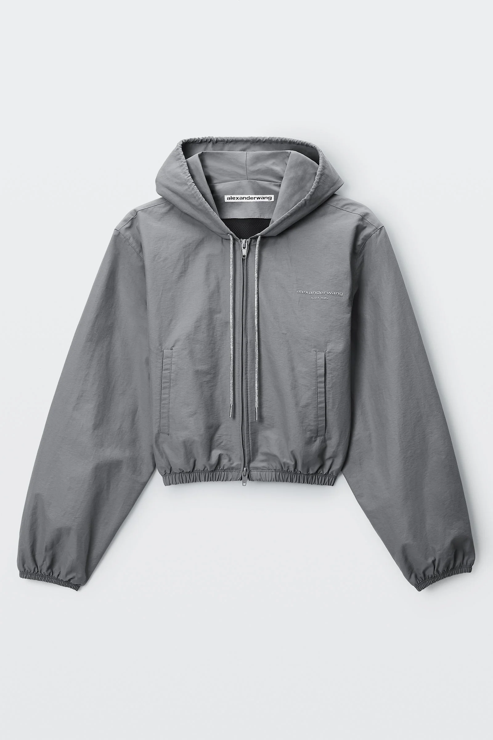 crystal hotfix drawcord shrunken hoodie jacket - 1
