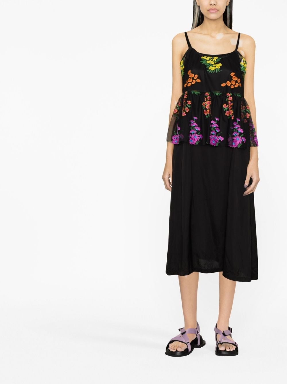 Tulle-Embroidered taffeta slip dress - 3